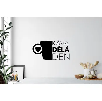 Samolepící dekorace Lepy.cz Samolepka na zeď Káva dělá den Velikost (šířka x výška): 35x20cm, Barevná varianta: Bílá