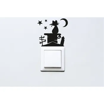 Samolepící dekorace Lepy.cz Samolepka okolo vypínačů a zásuvek Kočka na komíně Velikost (šířka x výška): Jeden vypínač, Barevná varianta: Jemná růžová