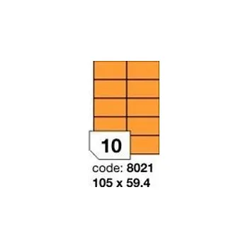 Samolepící etiketa Oranžové fluo etikety Rayfilm R0133.0821F, 99,1x93,1 mm, 1.000 listů A4, 6000 etiket