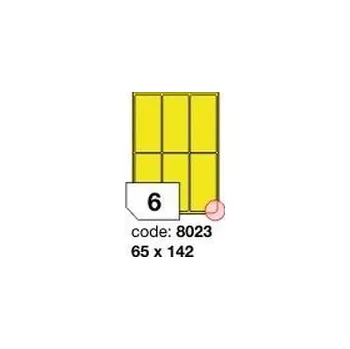 Samolepící etiketa Žluté samolepicí etikety Rayfilm R0121.8023F, 65x142 mm, 1.000 listů A4, 6000 etiket