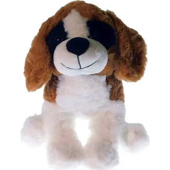 plyšák Mikro Trading Pes sedící 25 cm hnědý/černý/bílý