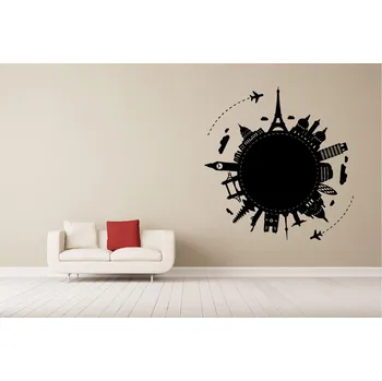 Samolepící dekorace Lepy.cz Samolepka na zeď Kolem světa Velikost (šířka x výška): 80x83cm, Barevná varianta: Tmavě červená