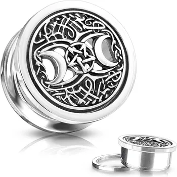 Piercing Šperky4U Plug do ucha pentagram - PL01249-12