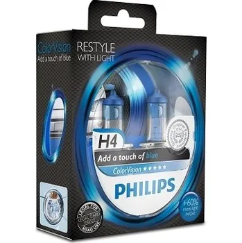 Povinná bezpečnostní výbava ŽÁROVKA PHILIPS COLOR VISION BLUE 12342CVPBS2 H4 P43t-38 12V 60/55W - 2KS