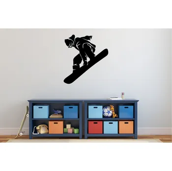 Samolepící dekorace Lepy.cz Samolepka na zeď Snowboardista s kapucí Velikost (šířka x výška): 60x66cm, Barevná varianta: Nugátová hnědá