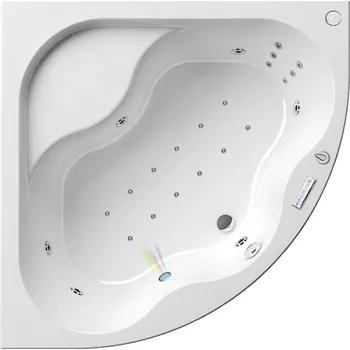 Vana Sanjet Sanjet, masážní vana Ravak Gentiana 140x140 cm v systému Hydro+perlička s profi flat ovládáním VN3 + odtokový komplet zdarma + nosná konstrukce zdarma