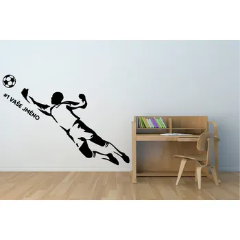 Samolepící dekorace Lepy.cz Samolepka na zeď Brankář - fotbal+text Velikost (šířka x výška): 85x56cm, Barevná varianta: Světle oranžová