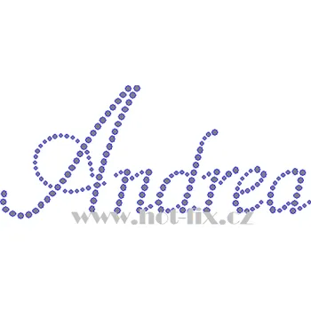 ANDREA II. - nažehlovací hot-fix kamínkový potisk na textil, rozměr cca 14,2x6,2cm barva: kameny barva 101 Crystal /stříbrná