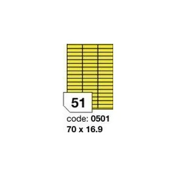 Samolepící etiketa Žluté samolepicí etikety Rayfilm R0121.0501F, 70x16,9 mm, 1.000 listů A4, 51000 etiket