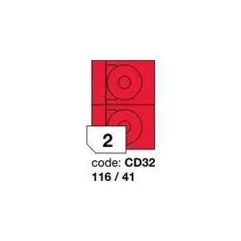 Samolepící etiketa Červené samolepicí etikety Rayfilm R0122.CD32F, 116x41 mm, 1.000 listů A4, 2000 etiket