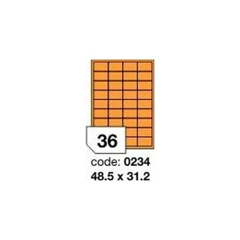 Samolepící etiketa Oranžové fluo etikety Rayfilm R0133.0234F, 48,5x31,2 mm, 1.000 listů A4, 36000 etiket