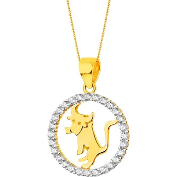 Přívěsek Zlatý přívěsek se zirkony - Býk - AP525-9252