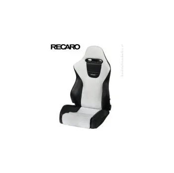 Tuning RECARO nastavitelné sedadlo model SPORT Sportline s průvleky na pásy (materiál černá koženka + stříbrná Dinamica - vlákno podobné semiši)