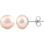 Stříbrné náušnice s růžovou přírodní perlou 10 mm