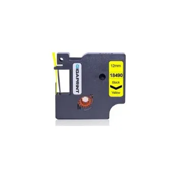 Pásek do tiskárny Gigaprint za páska DYMO 18490 12mm černý tisk/žlutý podklad, RHINO, flexibilní nylonová - kompatibilní