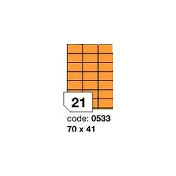 Samolepící etiketa Oranžové fluo etikety Rayfilm R0133.0533F, 70x41 mm, 1.000 listů A4, 21000 etiket