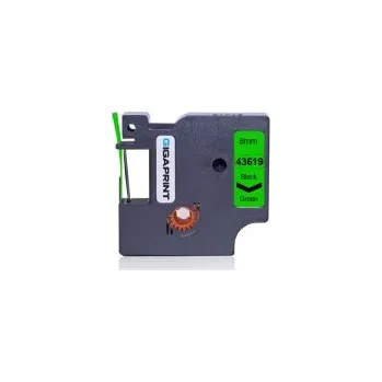 Pásek do tiskárny Gigaprint za páska DYMO 43619 D1 6mm černý tisk/zelený podklad - kompatibilní