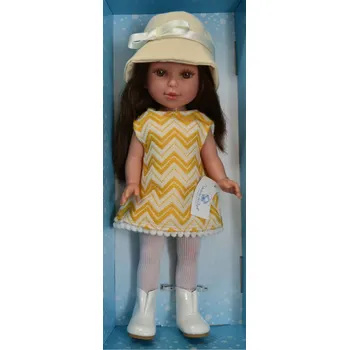 Panenka Realistická panenka Paulina ve žlutobílých šatech od firmy Vestida de Azul (španělská panenka - 33 cm)