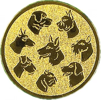 Emblém psi Barva: zlato, Průměr: 2,5 cm