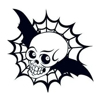 Odstranitelné tetování Lebka s křídly a pavučinou svítící ve tmě - nalepovací tetování