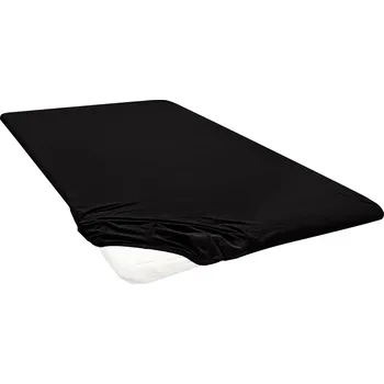Prostěradlo Biberna Žerzejové napínací prostěradlo na podložku na matraci (černá, 90-100 x 200 cm)