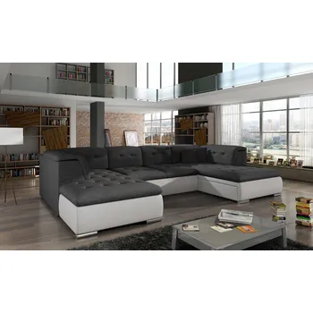 Sedací souprava Rozkládací rohová sedačka SANTIAGO šedá / bílá