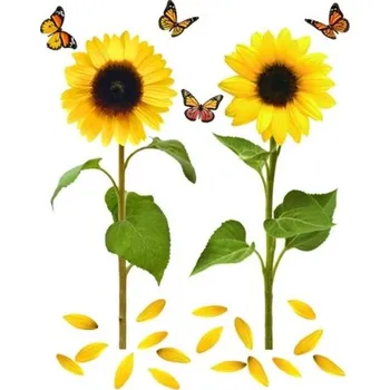 Samolepící dekorace Samolepky na zeď slunečnice s motýly DS 410-08