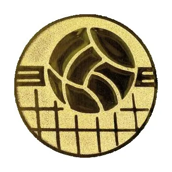 Emblém volejbal míč+síť Barva: zlato, Průměr: 2,5 cm