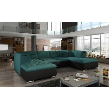 Sedací souprava Rozkládací rohová sedačka SANTIAGO modrá / černá