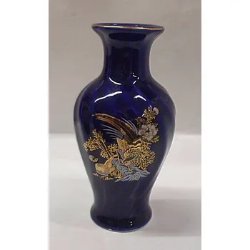 Váza Váza amfora modrá s namalovaným květem porcelán