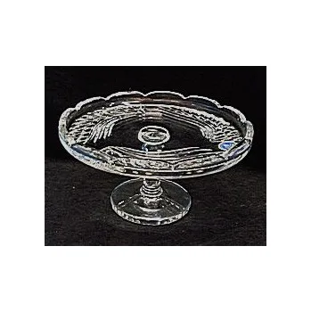 Dortový podnos tác kulatý skleněný na noze křišťálový O397