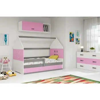 Postel ImportWorld Dětská postel Zdeněk 1 80x160 - 1 osoba – Grafit, Růžová