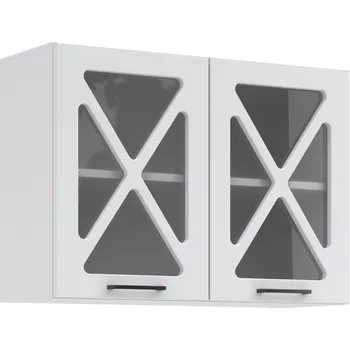 Kuchyňská linka Kuchyňská skříňka ASTA, horní vitrína dvoudvéřová 80cm, bílá mat