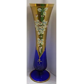 Váza Váza vysoký smalt úzká malovaná skleněná STOS 17