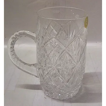 Sklenice Půllitr skleněný s uchem křišťálový broušený O50 dárkový s uchem