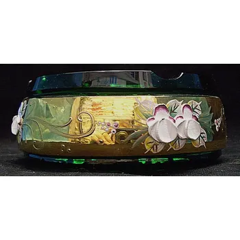 Popelník Popelník zelený zlacený smaltovaný broušený TF 177