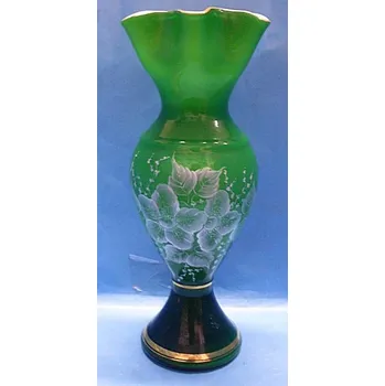 Váza Váza zélené sklo malovaná vysoká TF 200