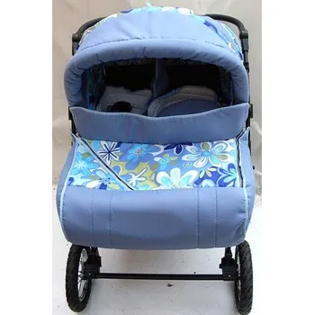 Kočárek Kočárek dvojčatový Twist Duo LUx bledě modrý a květ