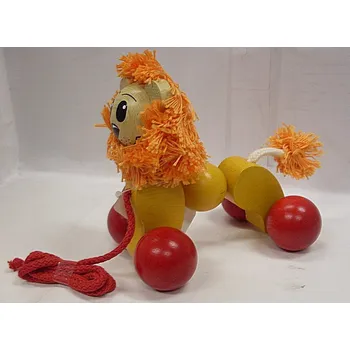 Dřevěná hračka Lev dřevěný tahací