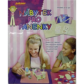 Nábytek dřevěný pro panenky 3 v 1 obývací pokoj, ložnice , jídelna s dekoracemi