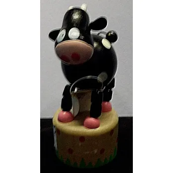 Dřevěná hračka Mačkačka Kráva dřevěná