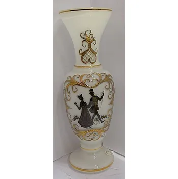 Váza Váza bílá malovaná skleněná muž a žena TF 205