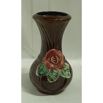 Váza Váza keramická s vystupujícími květy růže hnědá 14 cm