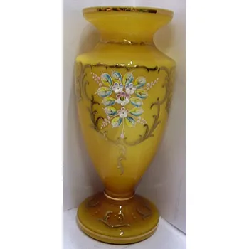 Váza Váza amfora okrové sklo malovaná zlacená smaltovaná TF 111 a TF 60