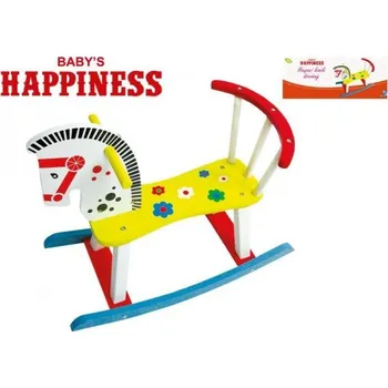 Houpací kůň Houpací kůň dřevěný s ohrádkou barevný retro pestrý masiv