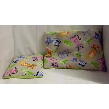 Doplněk pro panenku Plymo do kočárku pro panenky Polštářek a peřinka s výplní Béžové kočičky