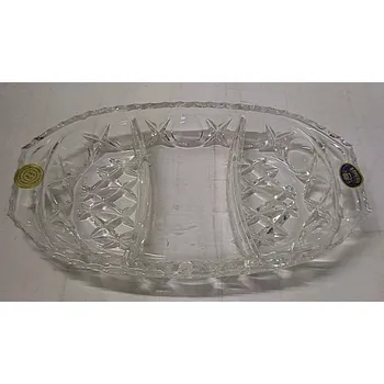 Kabaret tácek dělený křišťálový skleněný oválný 029