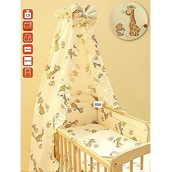 Příslušenství pro dětskou postel a kolébku Souprava do postýlky 4 dílná Žirafka s meďou žlutá