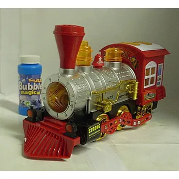 Vláček a vláčkodráha Lokomotiva - mašinka narážecí velká vypouštějící bubliny se světlem a zvukem 29 cm na baterie