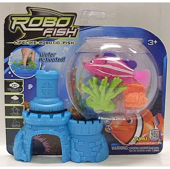 Robot Roboryba ZURU Robo fish Růžová plavající + 2 korály + hrad na baterie
